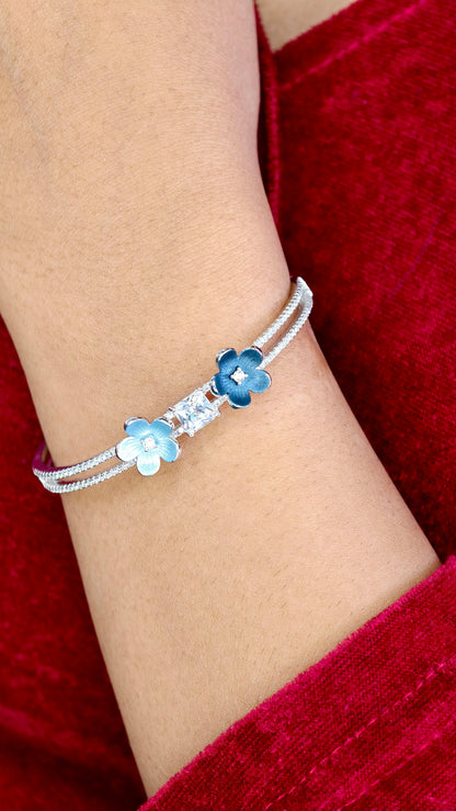 Blue Blossom Sparkle Silver Bracelet