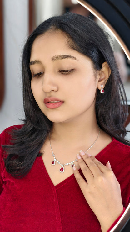 Crimson Royale Ruby Diamond Necklace Set