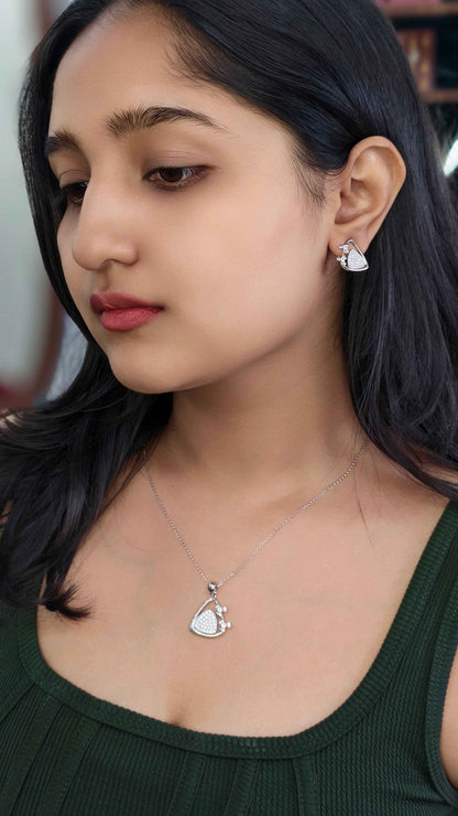 Celeste Spark Heart Silver Pendant Set