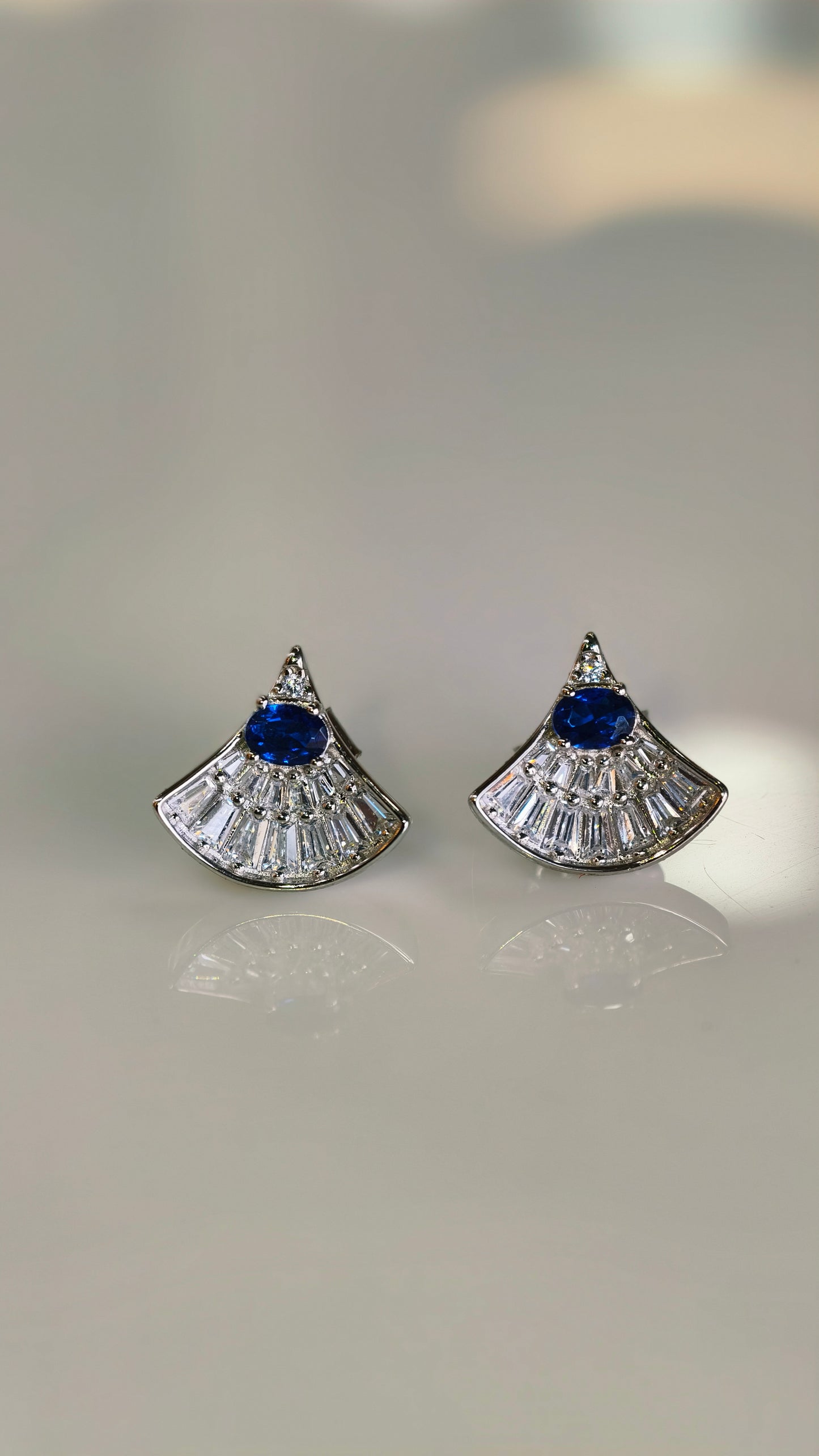 Sapphire & Tapered Baguette Diamond Studs