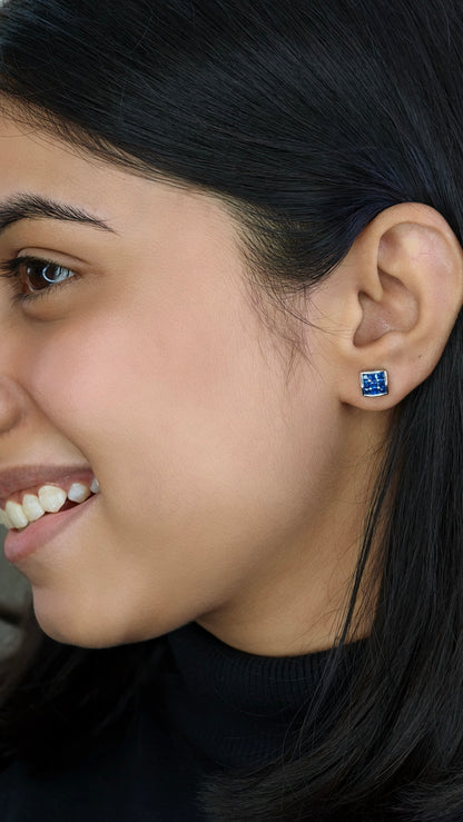 Precision-Cut Deep Blue Stone Studs