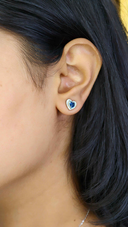 Blue Royale Heart Silver Pendant Set