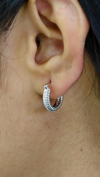 Textured Beaded Diamond-Style Hoops