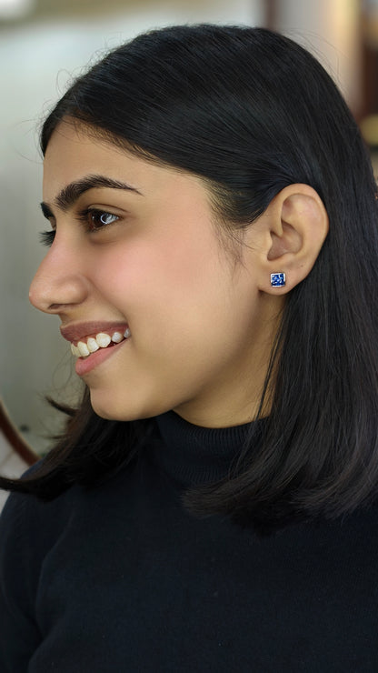 Precision-Cut Deep Blue Stone Studs