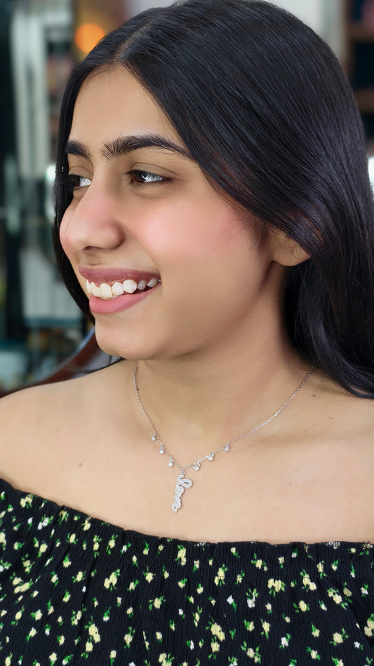 Sparkling Love Charm Silver Necklace