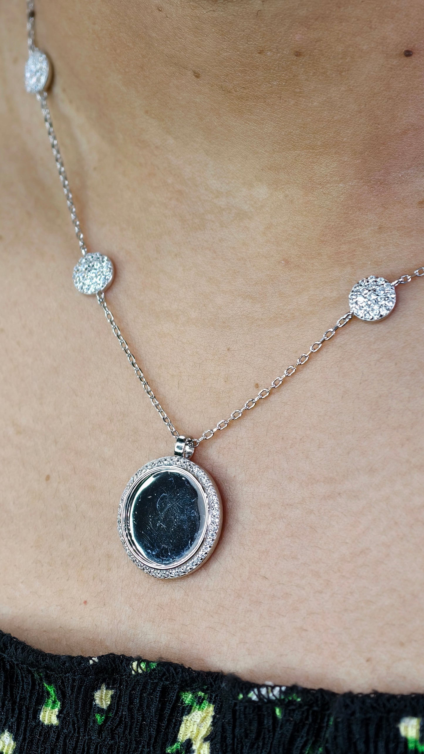 Celeste Halo Silver Pendant Necklace