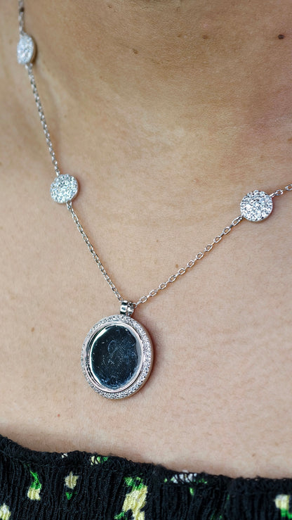 Celeste Halo Silver Pendant Necklace