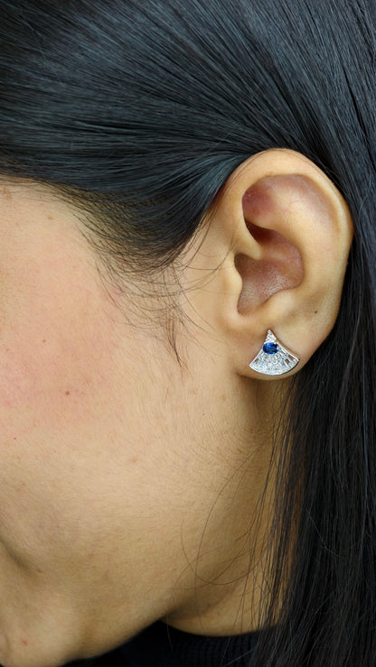 Sapphire & Tapered Baguette Diamond Studs
