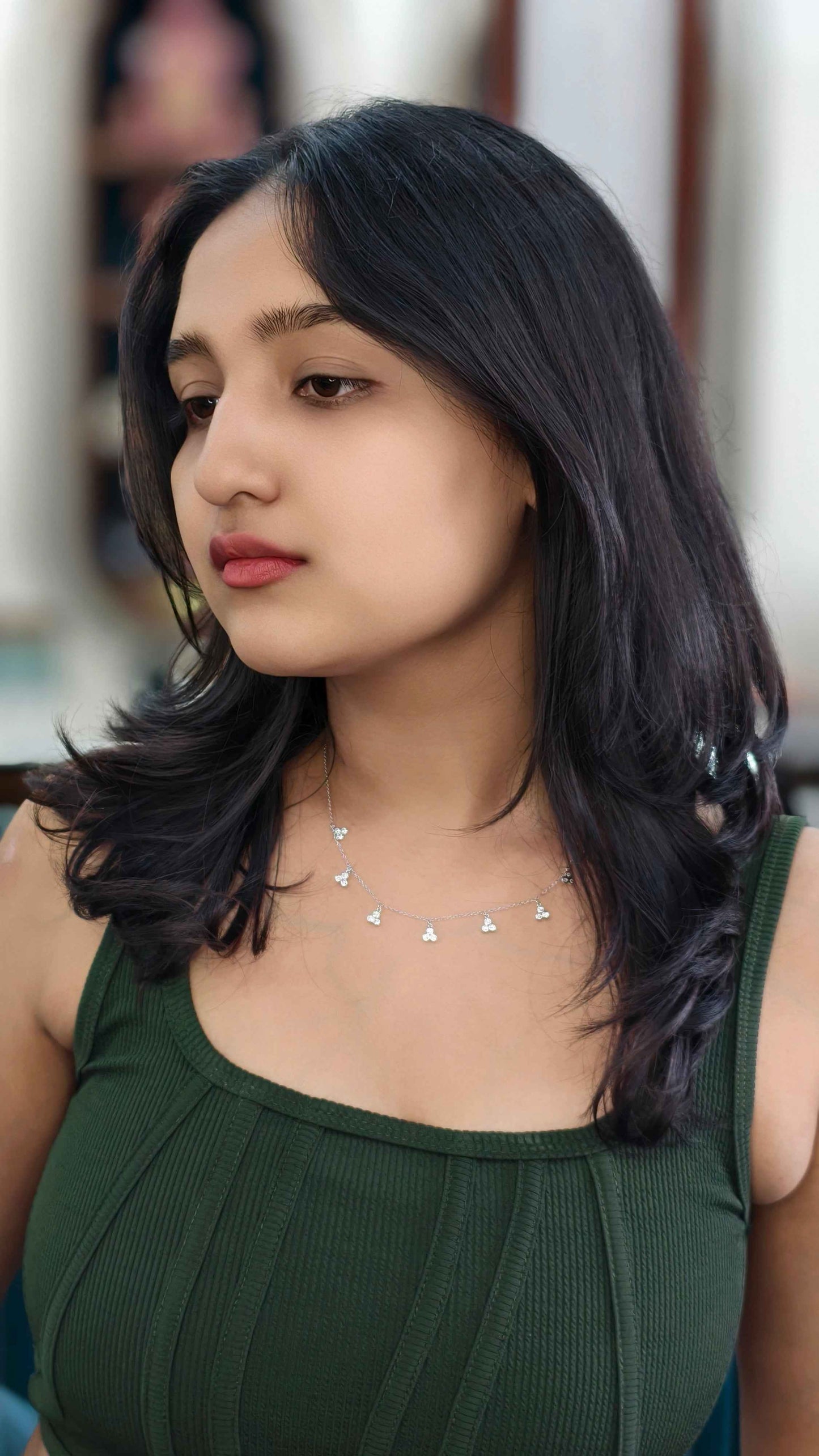 Triple Stone Dewdrop Necklace