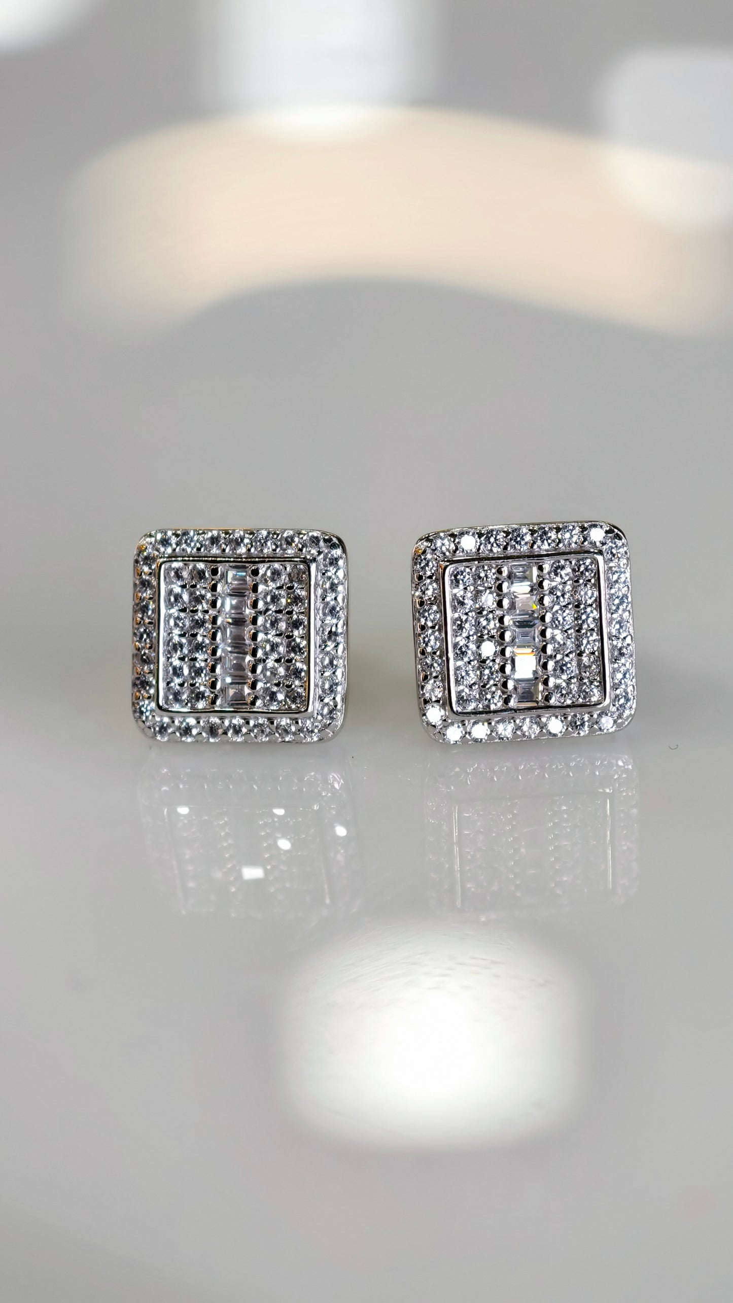 Classic Square Diamond Cluster Studs