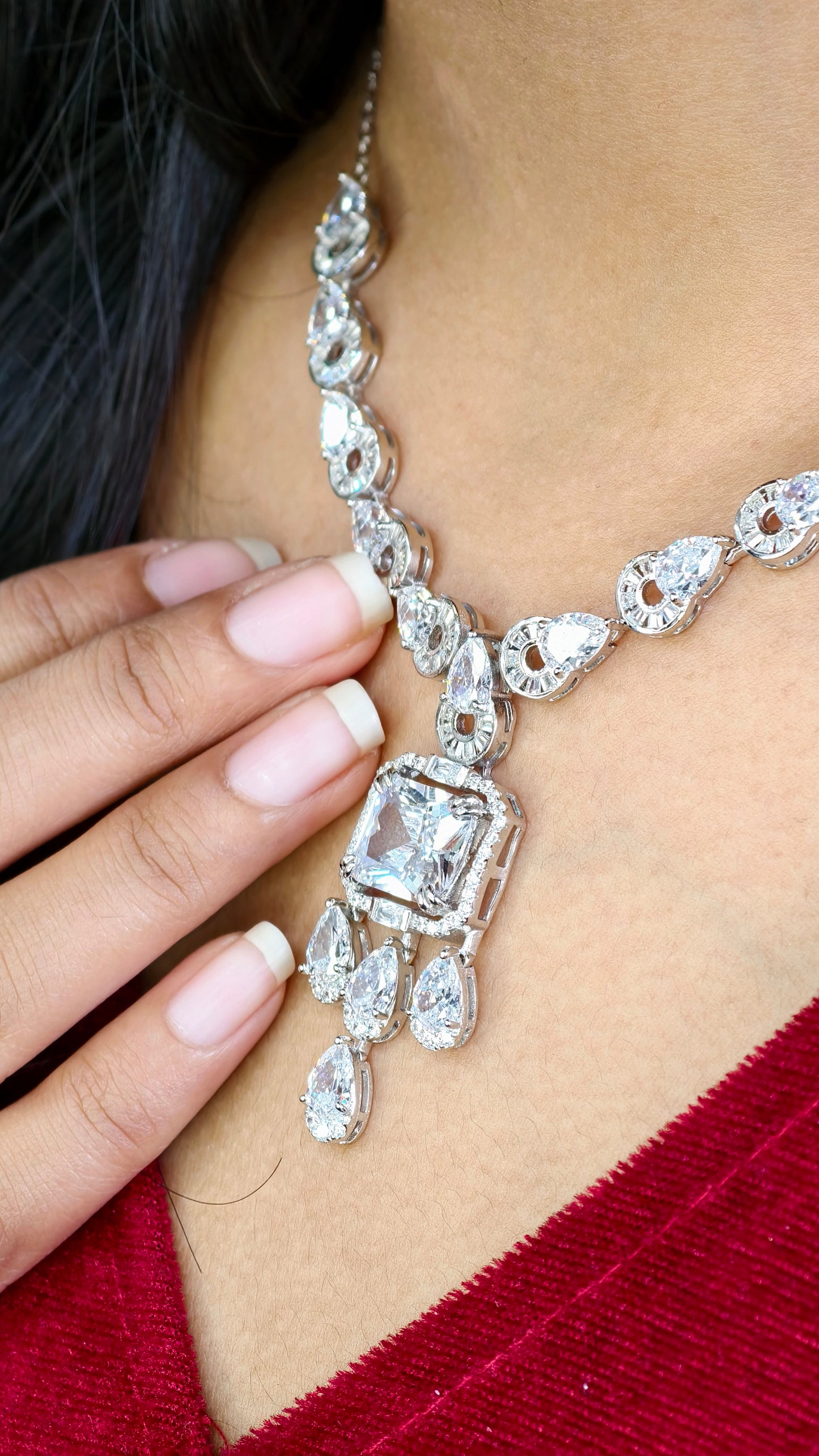 Crystal Majesty Diamond Pendant Necklace Set