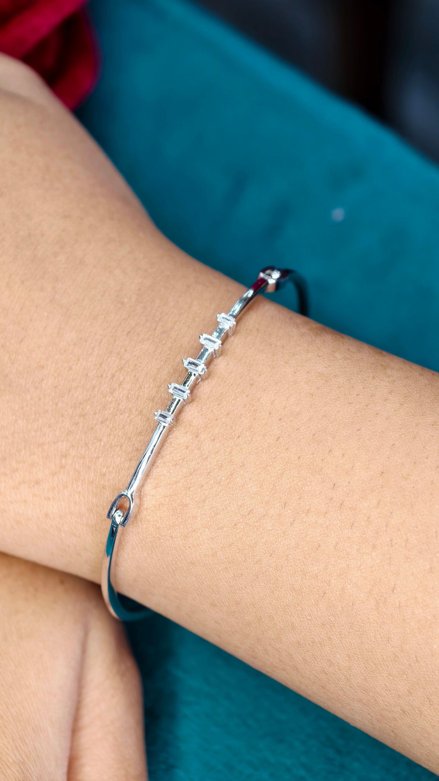 Crystal Line Elegance Silver Bracelet