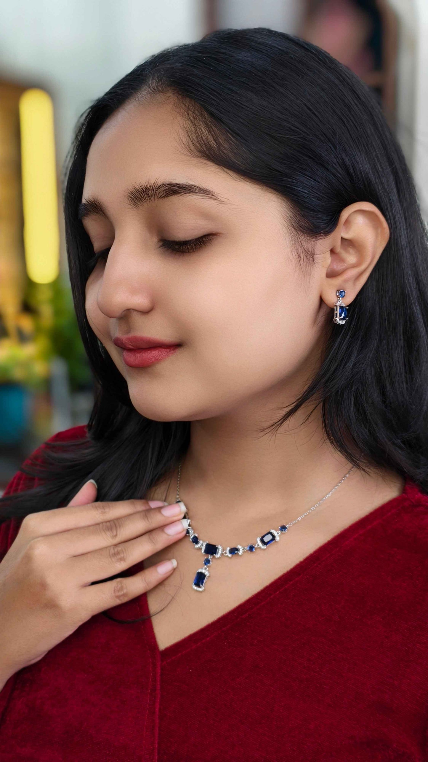 Midnight Majesty Sapphire-Blue Necklace Set