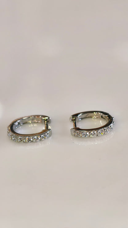 Silver-Tone Scalloped Diamond-Style Huggies