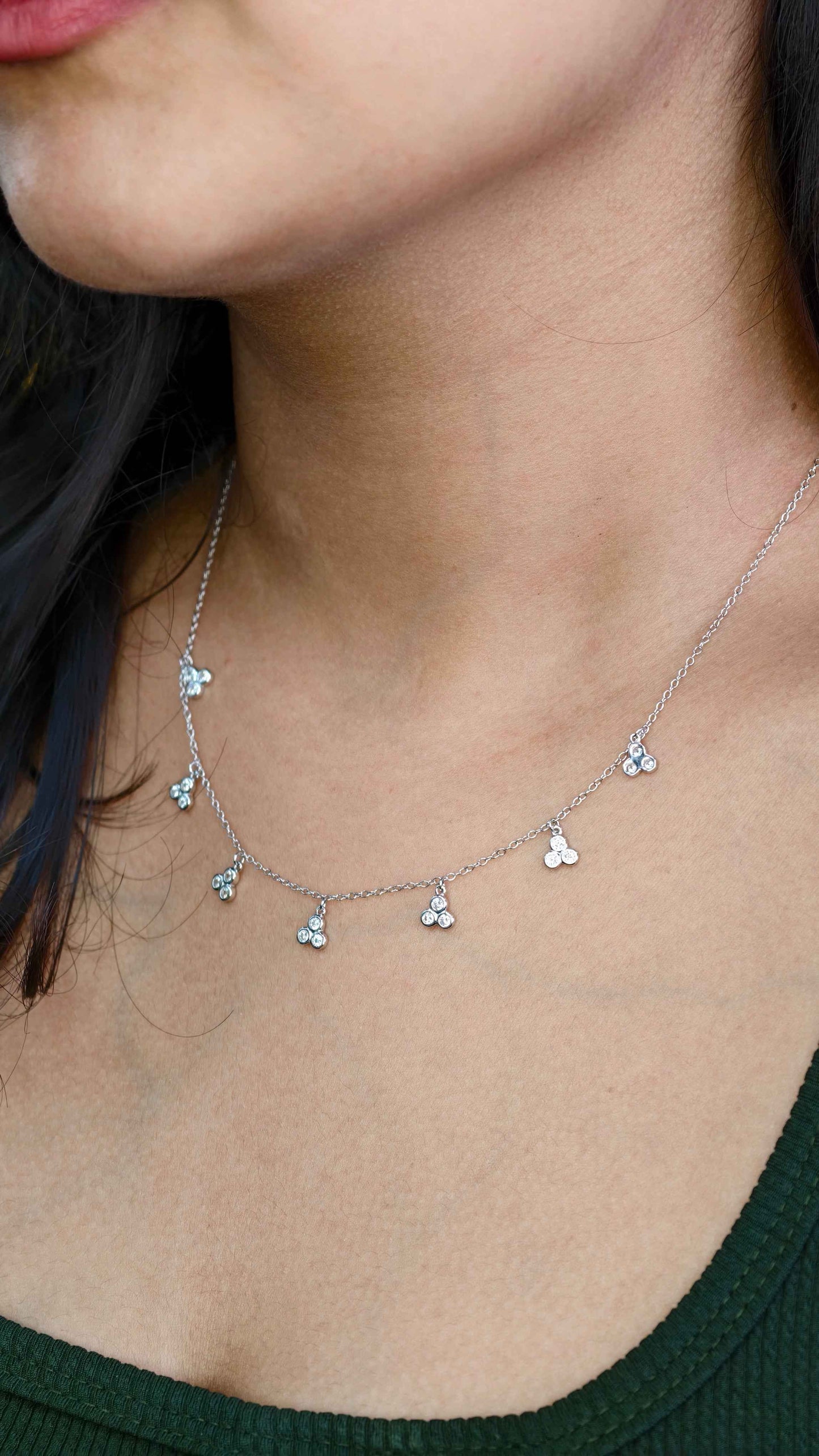 Triple Stone Dewdrop Necklace