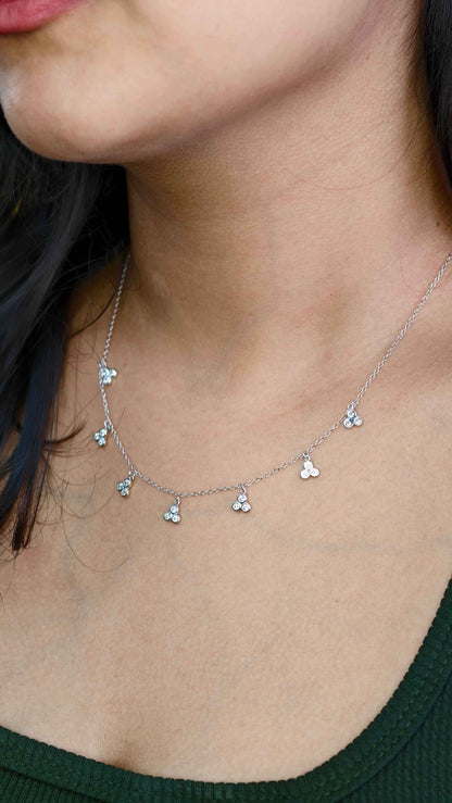 Triple Stone Dewdrop Necklace