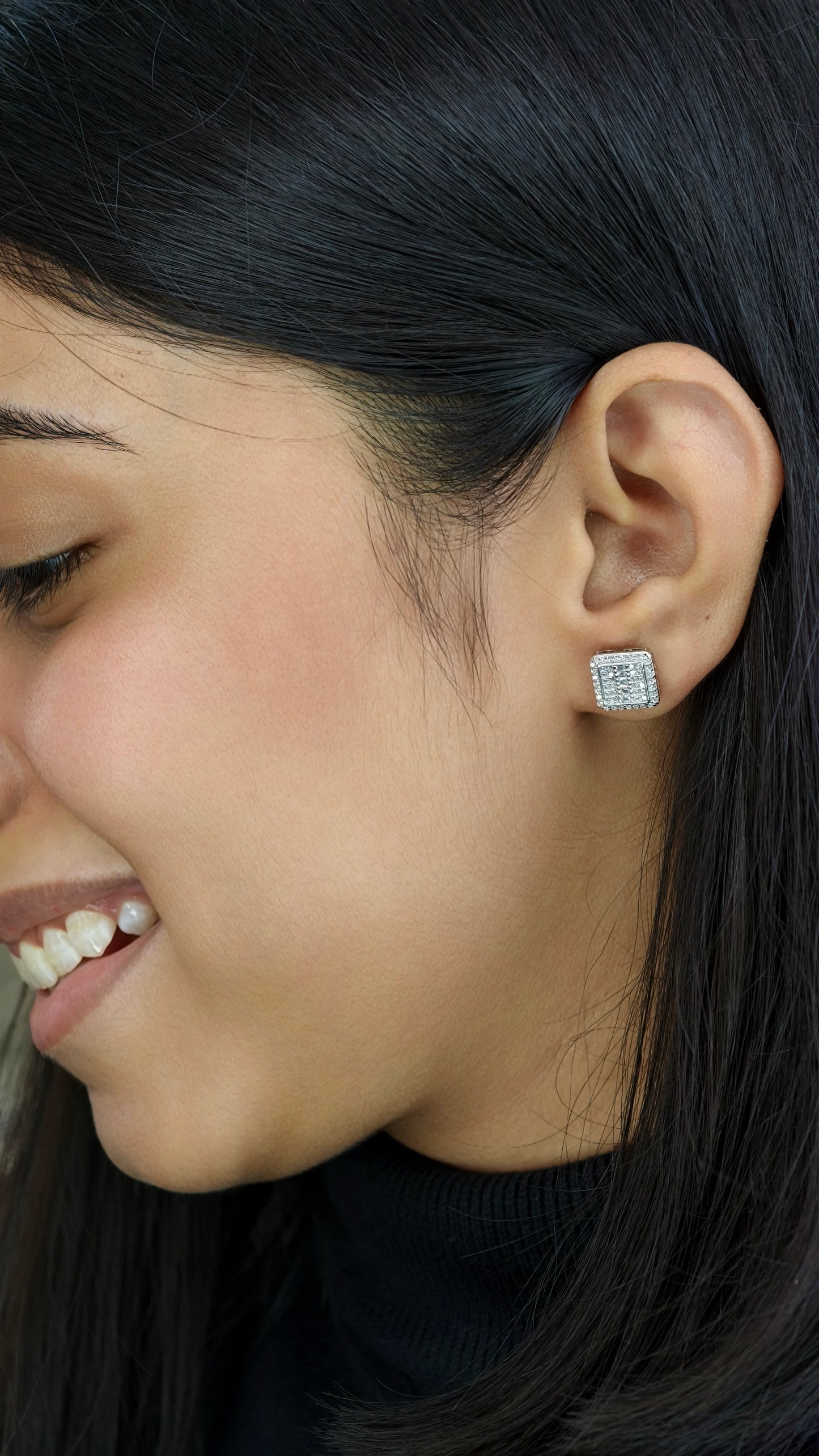 Classic Square Diamond Cluster Studs