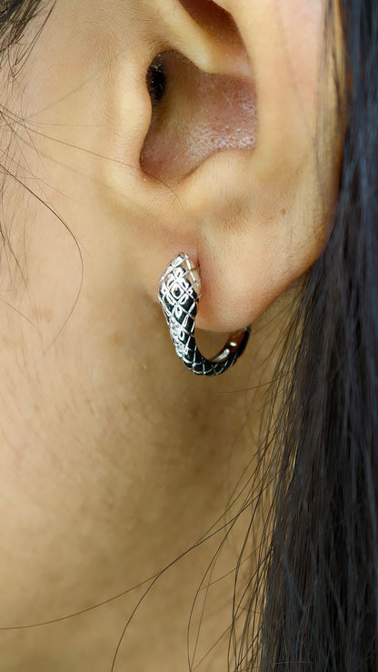 Sleek Reptilian Textured Mini-Hoops