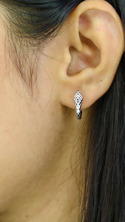 Sleek Reptilian Textured Mini-Hoops