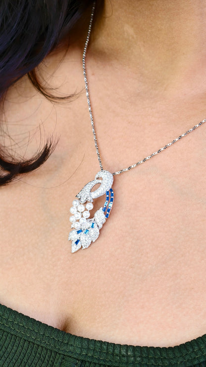 Royal Swan Pearl Silver Pendant Set