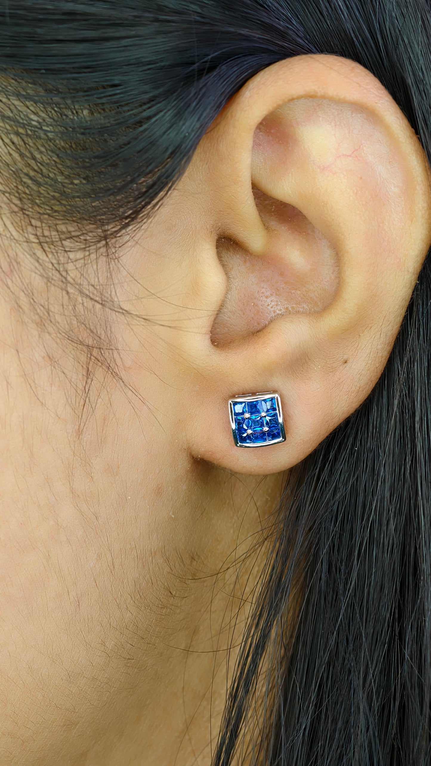 Precision-Cut Deep Blue Stone Studs