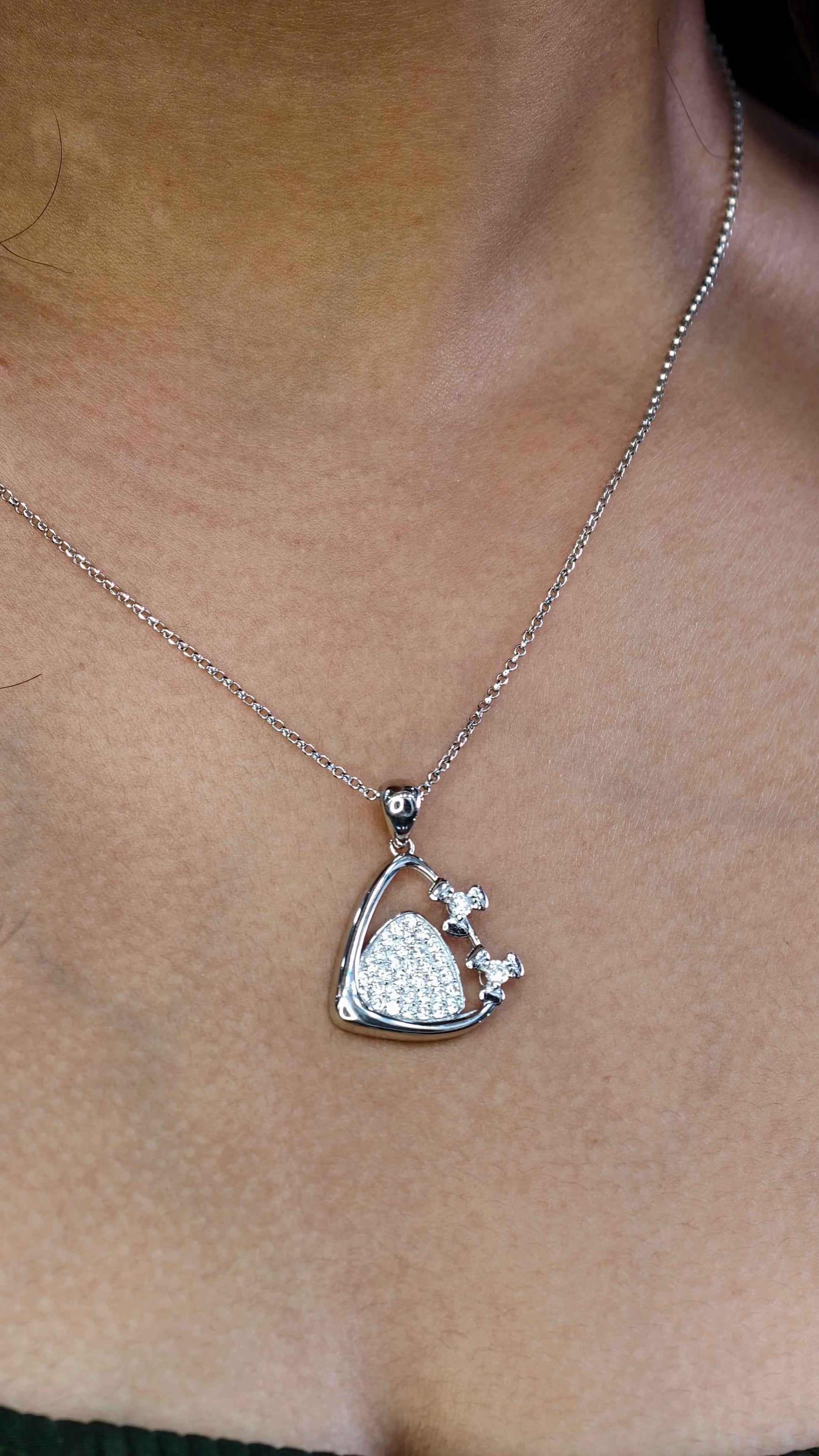 Celeste Spark Heart Silver Pendant Set