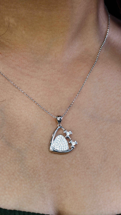 Celeste Spark Heart Silver Pendant Set