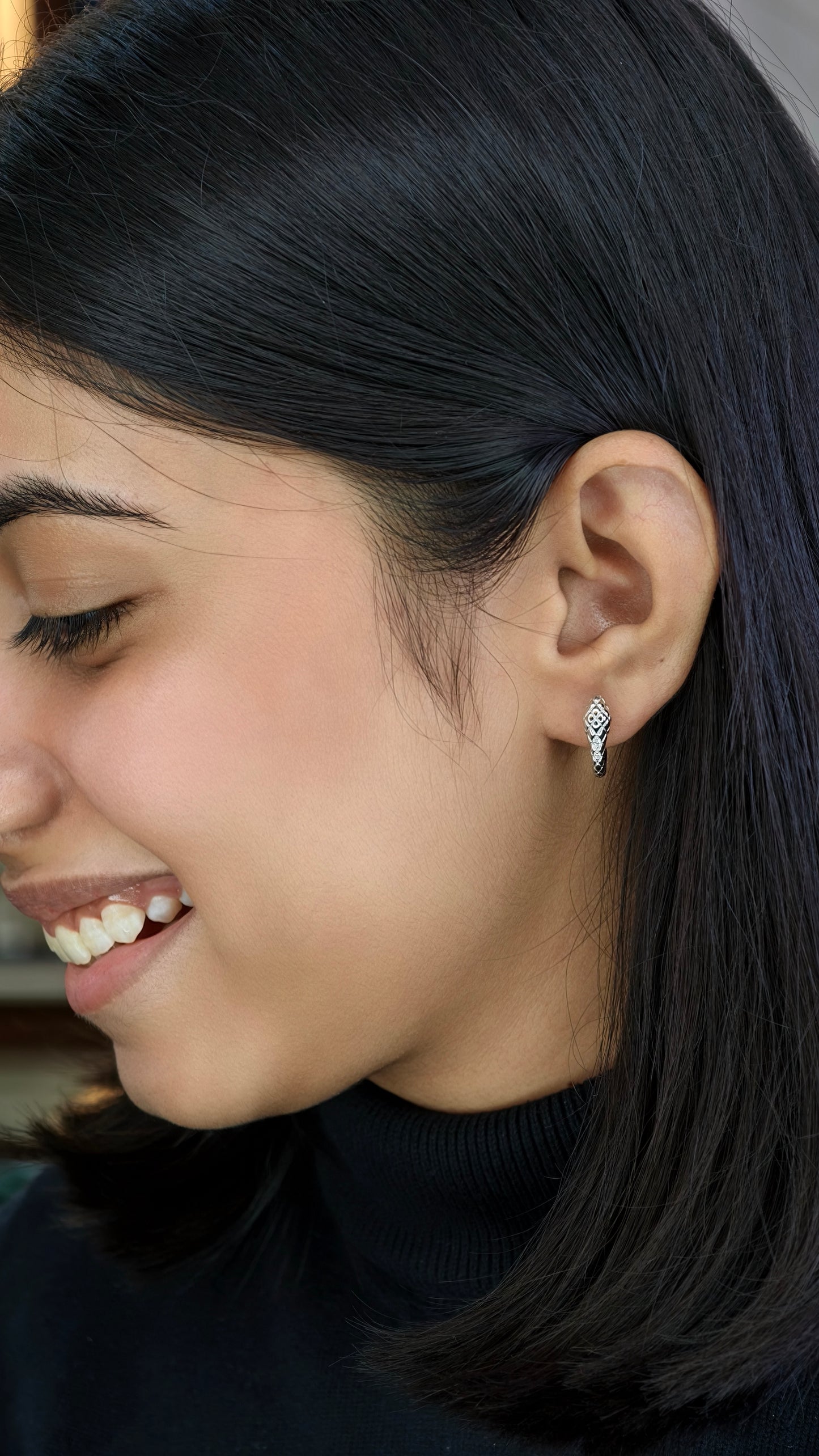 Sleek Reptilian Textured Mini-Hoops