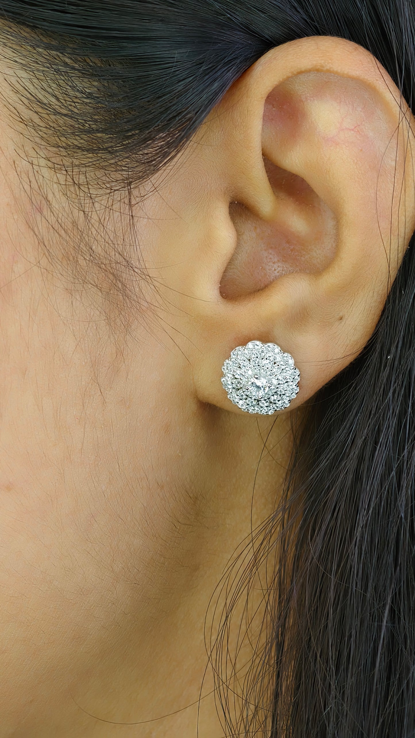 Scalloped Diamond-Style Statement Studs
