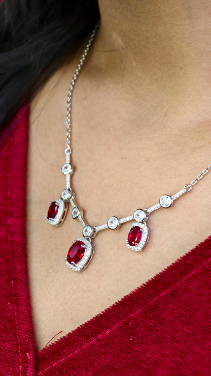 Crimson Royale Ruby Diamond Necklace Set