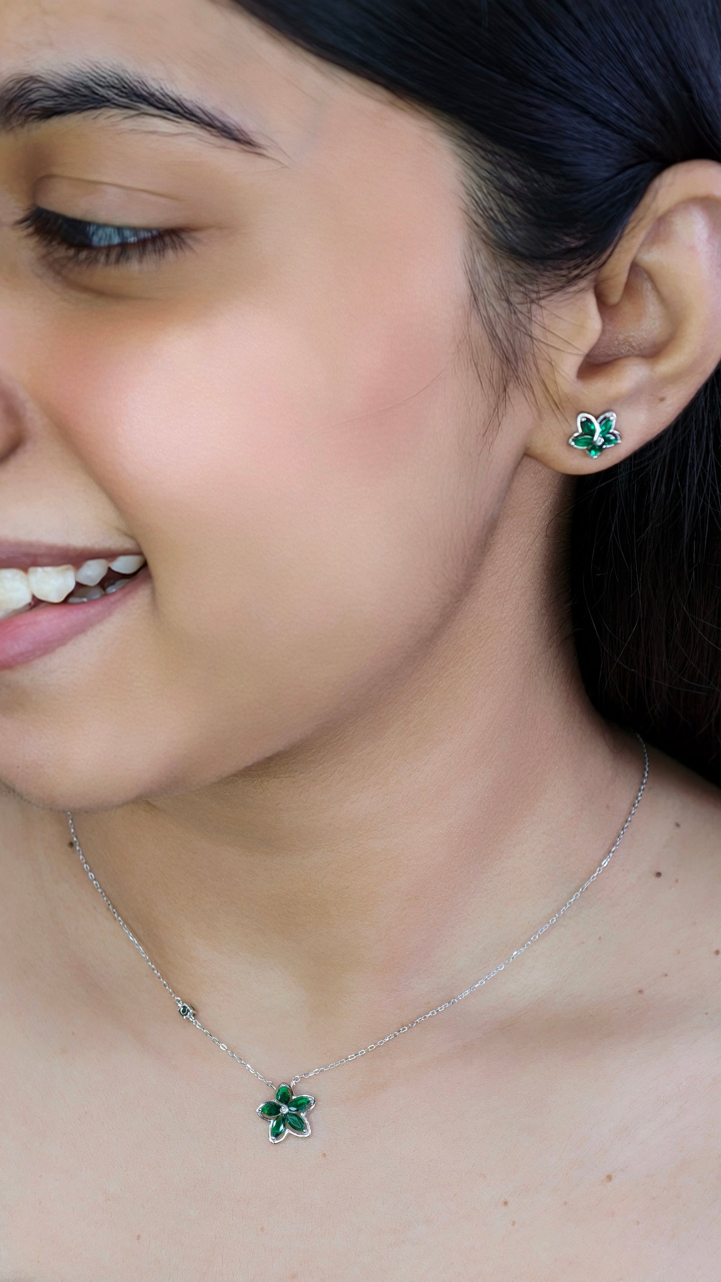 Emerald Bloom Floral Jewelry Set