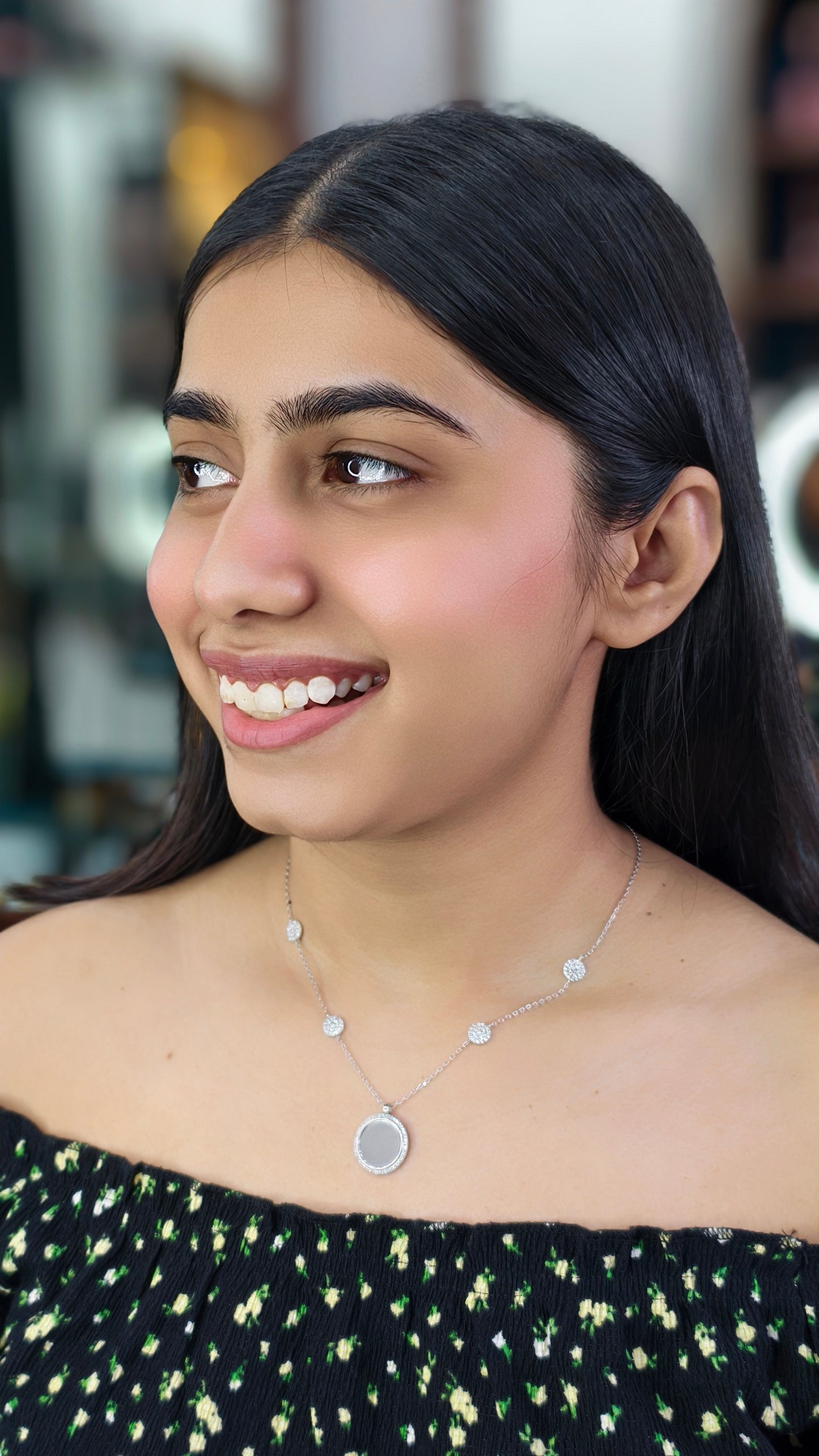 Celeste Halo Silver Pendant Necklace
