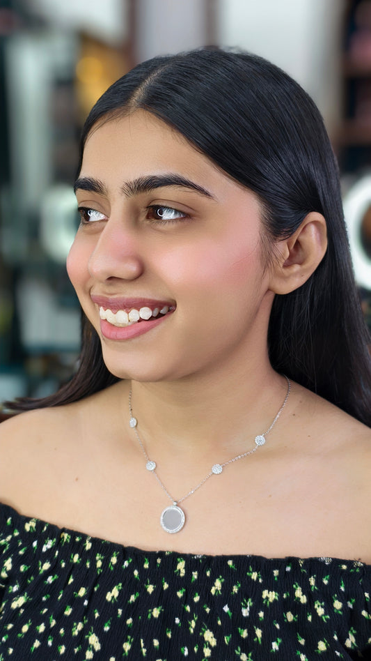 Celeste Halo Silver Pendant Necklace