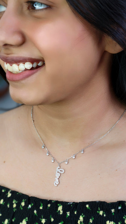 Sparkling Love Charm Silver Necklace